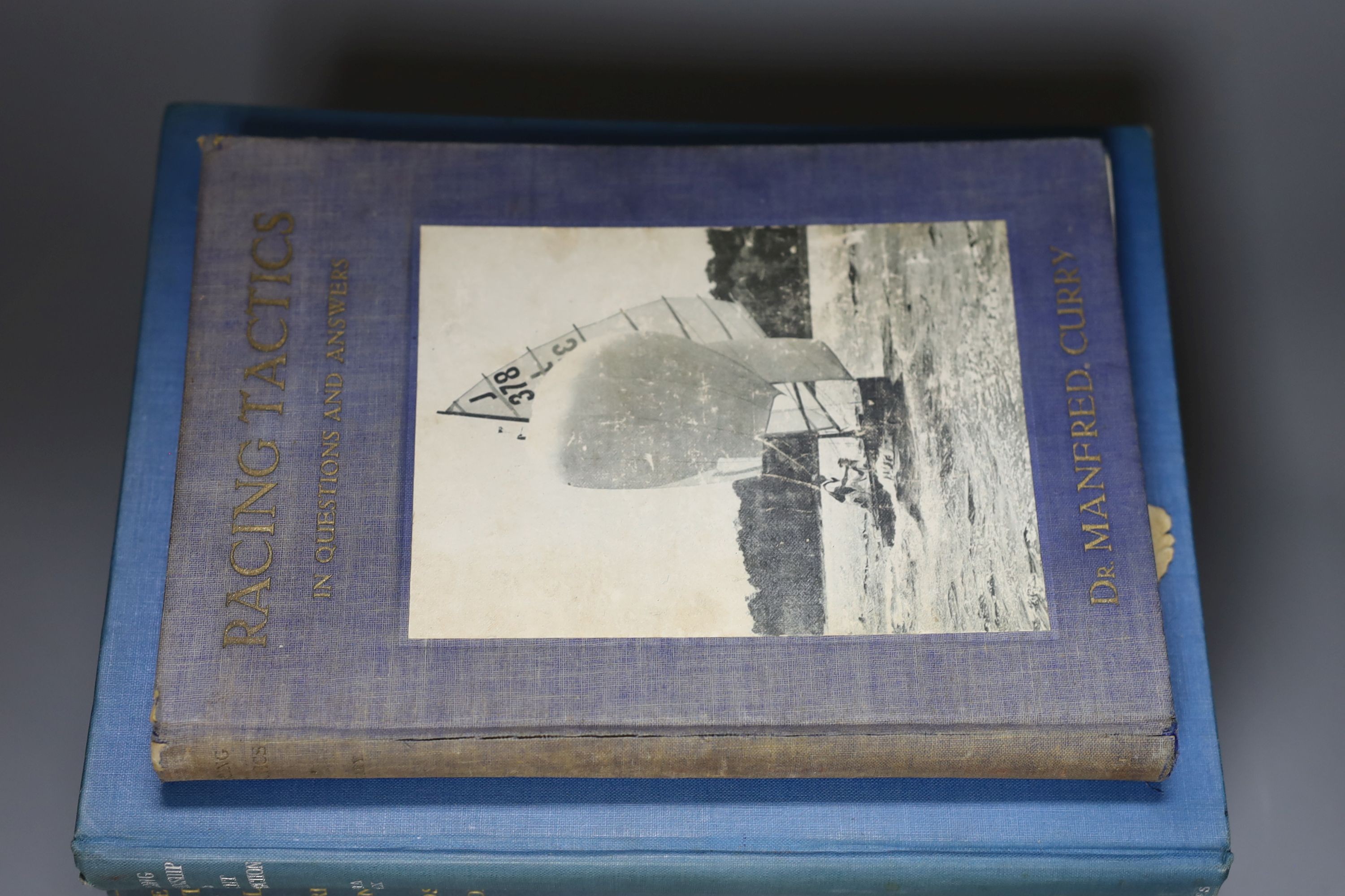 Uffa Fox Sailing Seamanship, Second Book, Sail & Power, The Beauty of Sail, 4 vols, 1935/36, blue cloth and Manfred Curry 'Racing Tactics', 1932 (5)